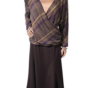 Lauren Ralph Lauren Purple and Gold Checkered Blouse